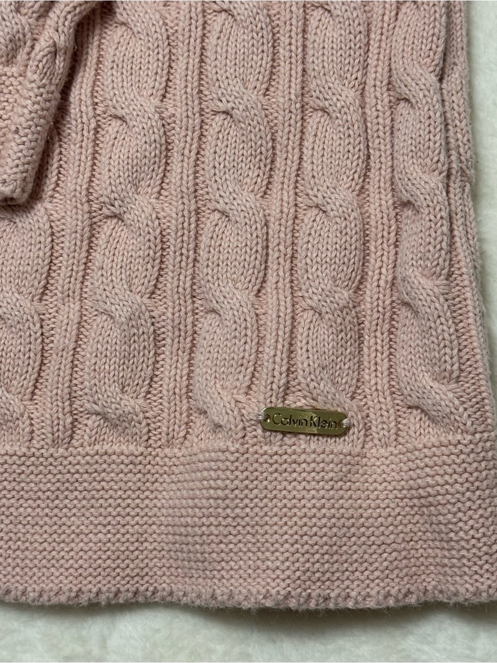 Calvin Klein - Cable Knit Sweater Button Up Light Pink - Women’s Size Large - Picture 4 of 8